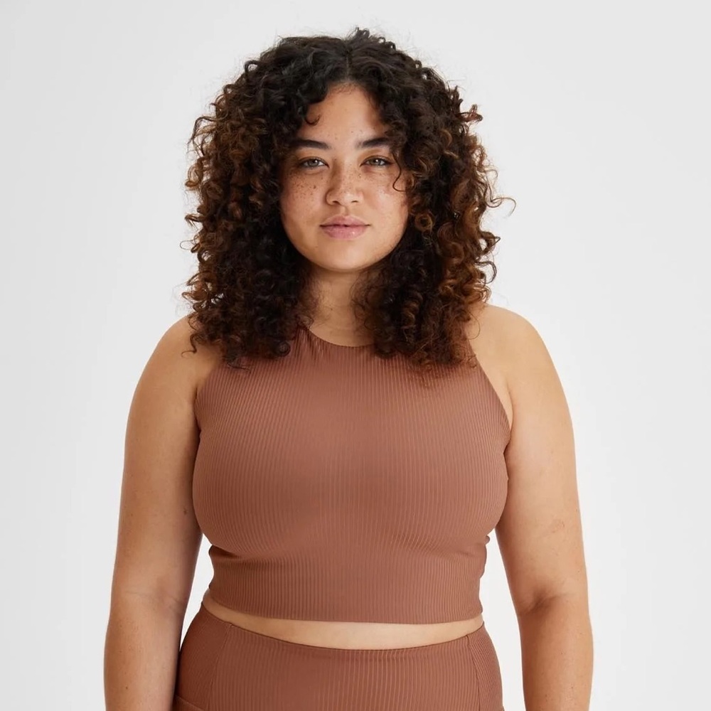Girlfriend Collective Dylan Tank Bra - Rye Rib